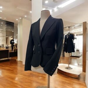 New York & Company Stretch Black Two Button Tailored Blazer Jacket Womens Size 2
